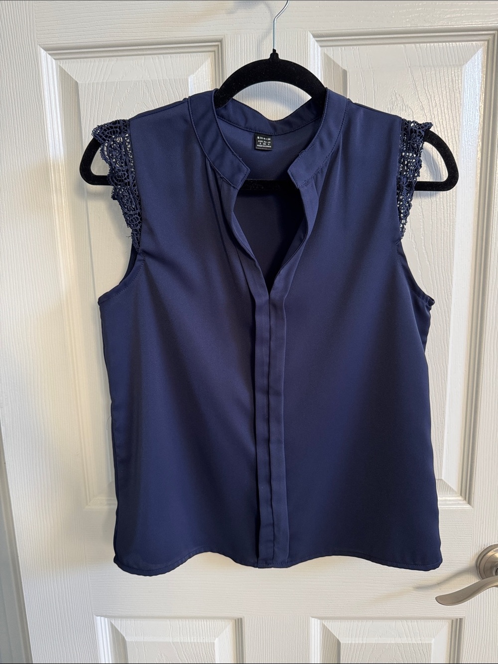 SHEIN Navy Sleeveless Crochet-Trim Camisole